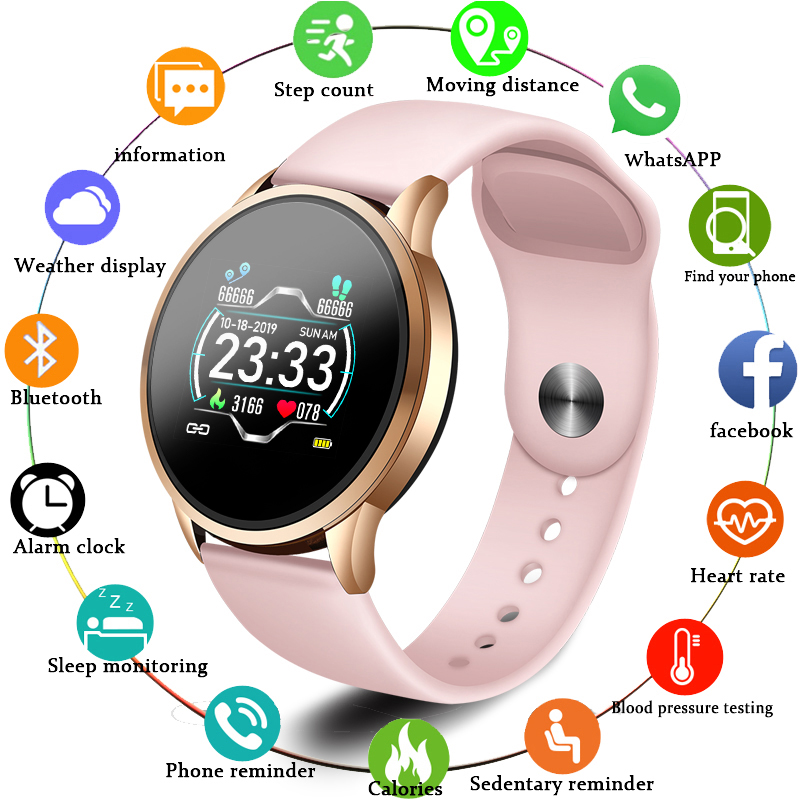 LIGE-reloj inteligente de lujo para mujer, deportivo, resistente al agua, con control del ritmo cardíaco y de la presión sanguínea, podómetro para Android e ios