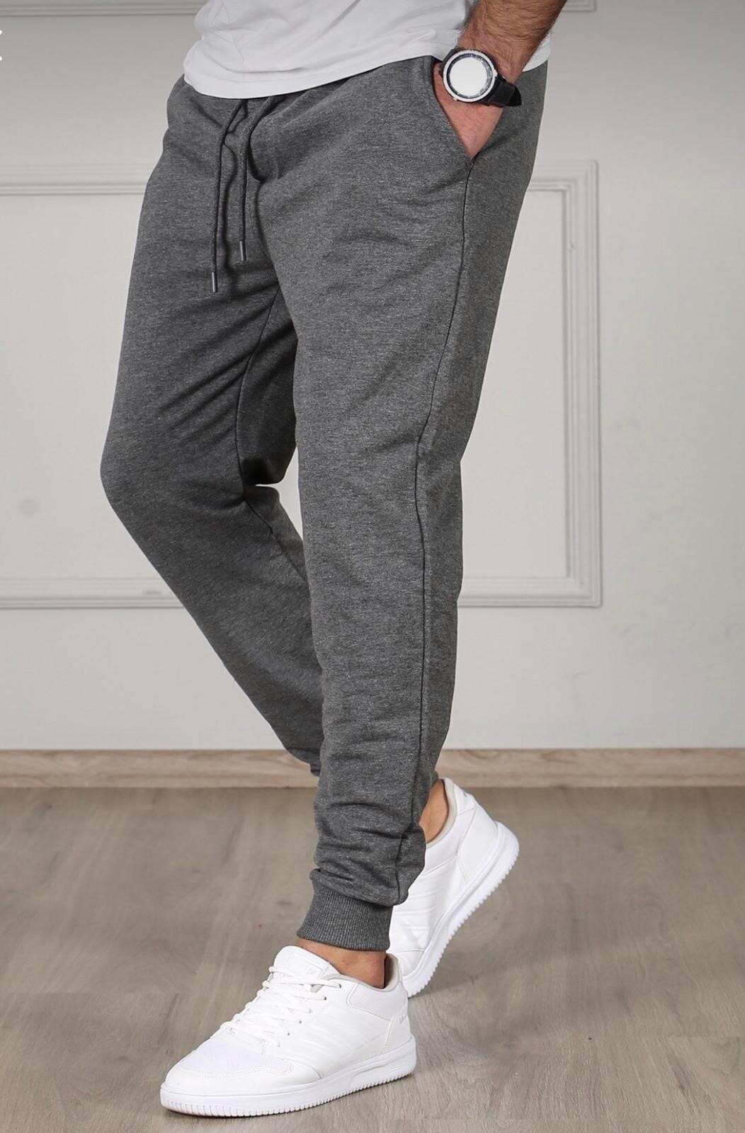 Männer's Anthrazit schlank passen Jogger Sweatpants