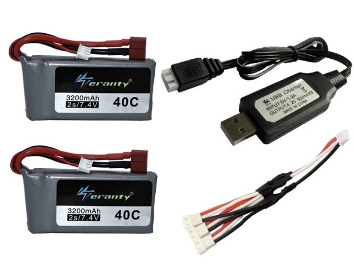 7.4v 3200mah Lipo batterie pour Wltoys 12428 12423 RC quatre roues RC véhicule voiture 1500mAH 7.4v batterie Feiyue 03 Q39 RC partie chargeur