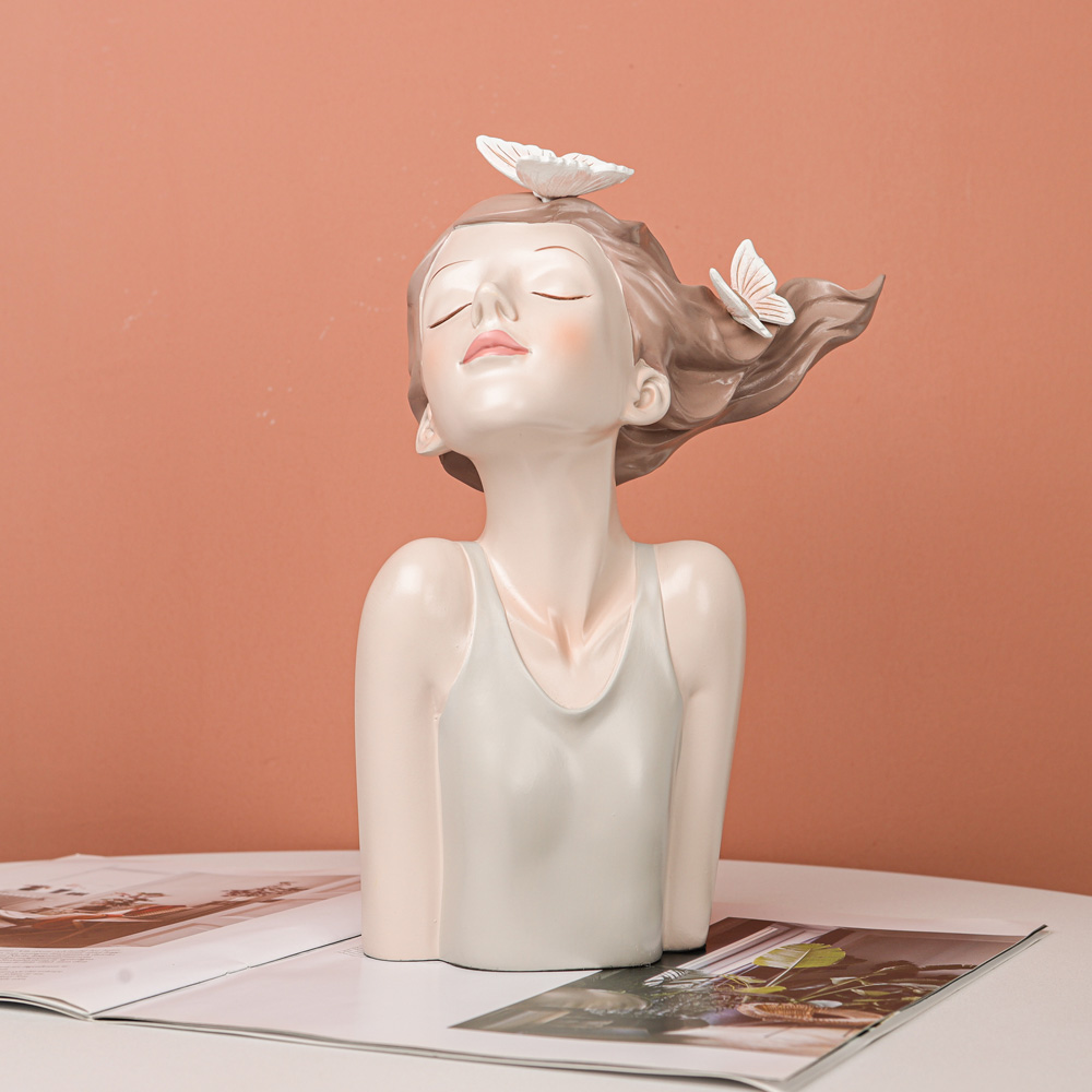 Sommerdekorationer sommerfugl pige statue dejlig til ven stueindretning bogreol tv skab boligindretning: Lysegrøn