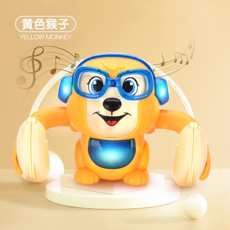 Banana rolling monkey Baby Toys Electric Flipping Monkey Light Music Children Animal Model Voice Control Induction Cartoon: Red