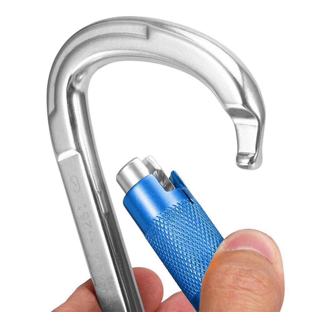 25KN Twist Locking Gate Carabiner Certified Auto Lock Carabiner Outdoor D-ring Buckle Climbing Rappelling Canyoning Hammock Clip