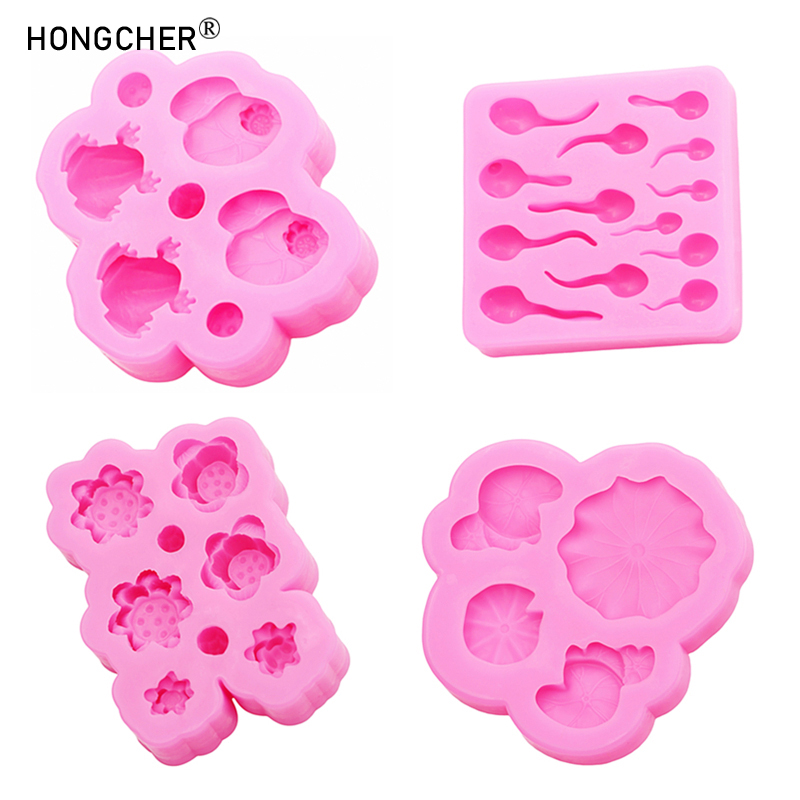 Lotusblomma groda grodyngel lotusblomma gör-det-själv-resin smyckestillbehör silikonform handgjord choklad flip kakformar