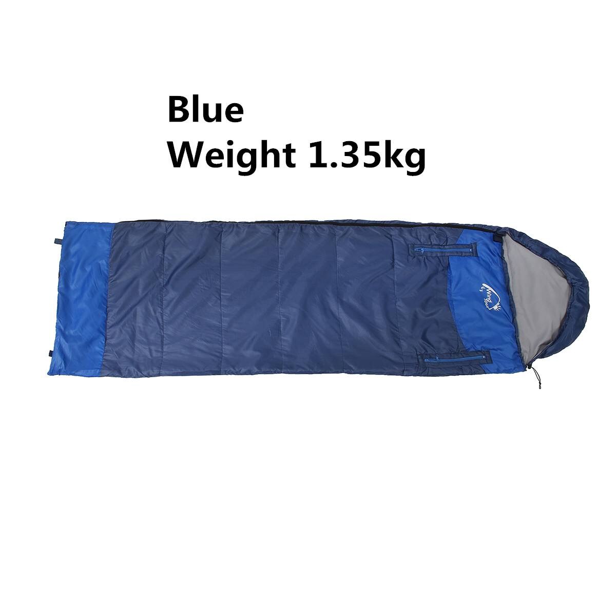 Outdoor Camping Sleeping Bag winter warm Ultralight Compression Pack Envelope Waterproof Spliced double Sleeping bag +Storag bag: Blue 1.35kg