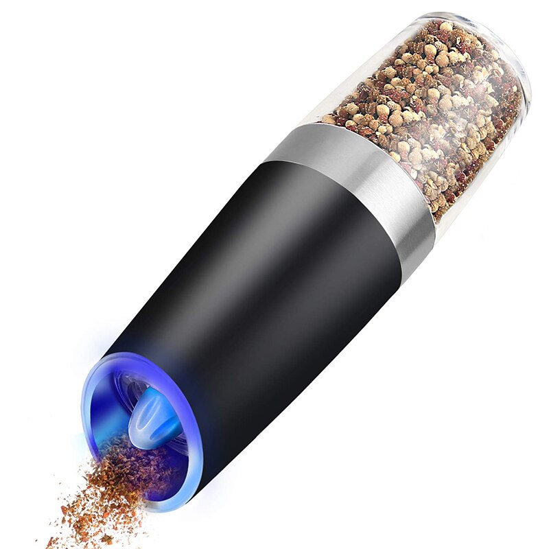 Elektrisk salt- og pepperkvern i rustfritt stål pepper- og saltkvern med blått ledet-lys, perfekt til forskjellig tilberedt matte