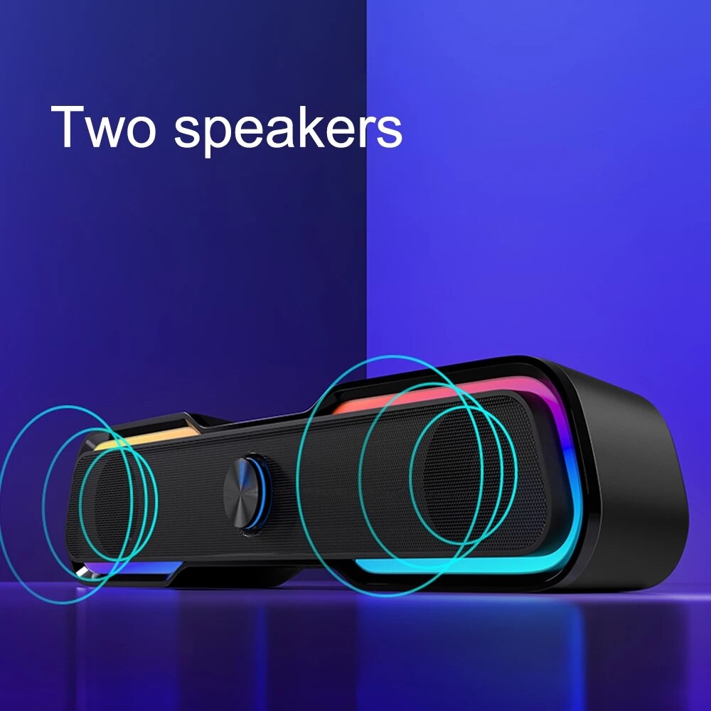 Usb Bedrade Luidspreker Soundbar Rgb Licht 3Dstereo Bass Subwoofer Audio Aux Surround Box Voor Pc Computer Speakers Tv Desktop laptop