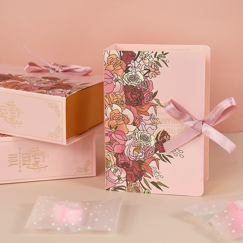 5Pcs Book Shape Candy Boxes with Ribbon Baby Shower Wedding Favors Box Home Birthday Party Decoration Supplies
