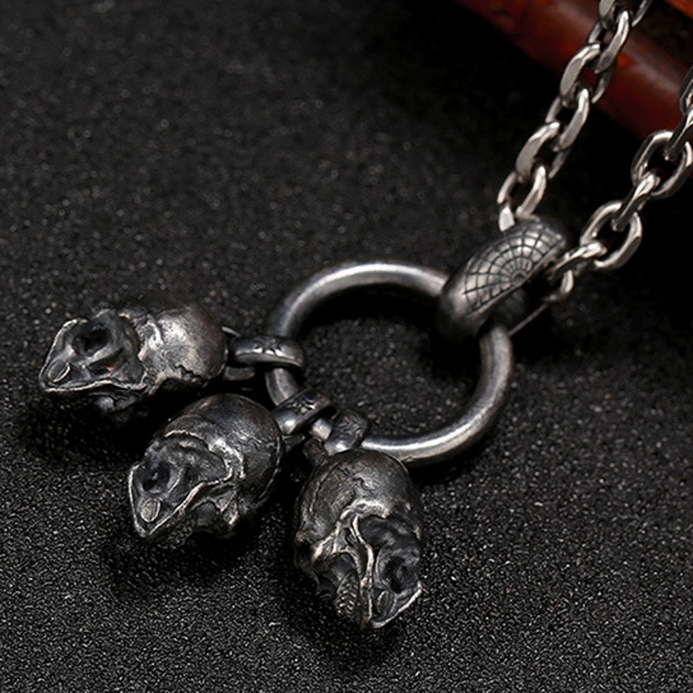 Bocai Echte Pure S925 Zilveren Hanger Voor Mannen Black Skull Rock Punk Persoonlijkheid Vintage Trend Man Hanger