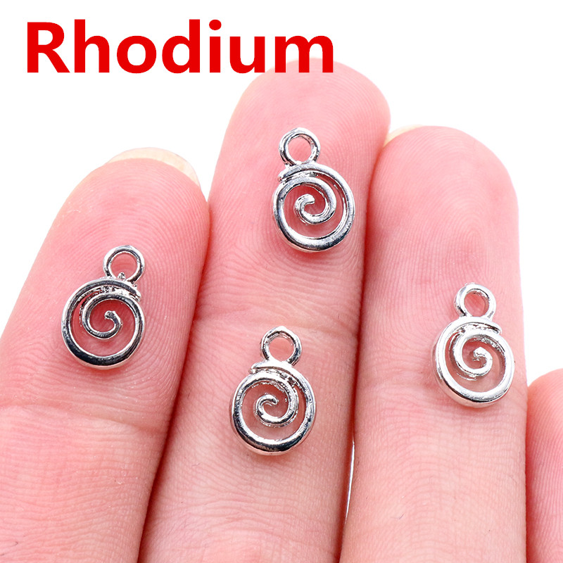 11x8mm 30 stücke Antike Silber Überzogene KC Gold Farben Rhodium Strudel Handgemachte Charme Anhänger: DIY für Armbinde halskette: Rhodium