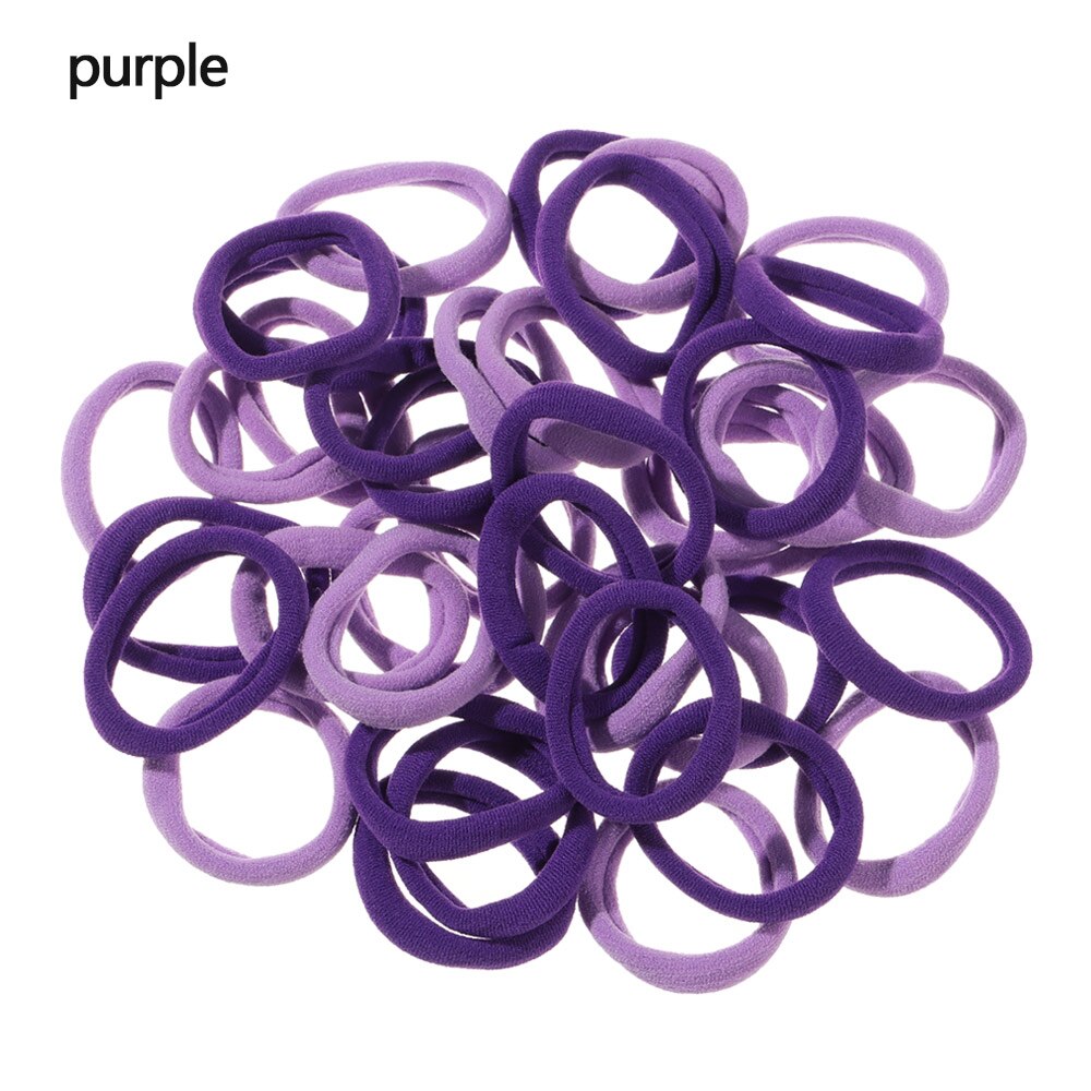 50pcs No-damage Hair Ropes Mini Elastic Rubber Hair Bands for Women Seamless Hair Ties Ponytail Holders Hair Accessories: purple 1