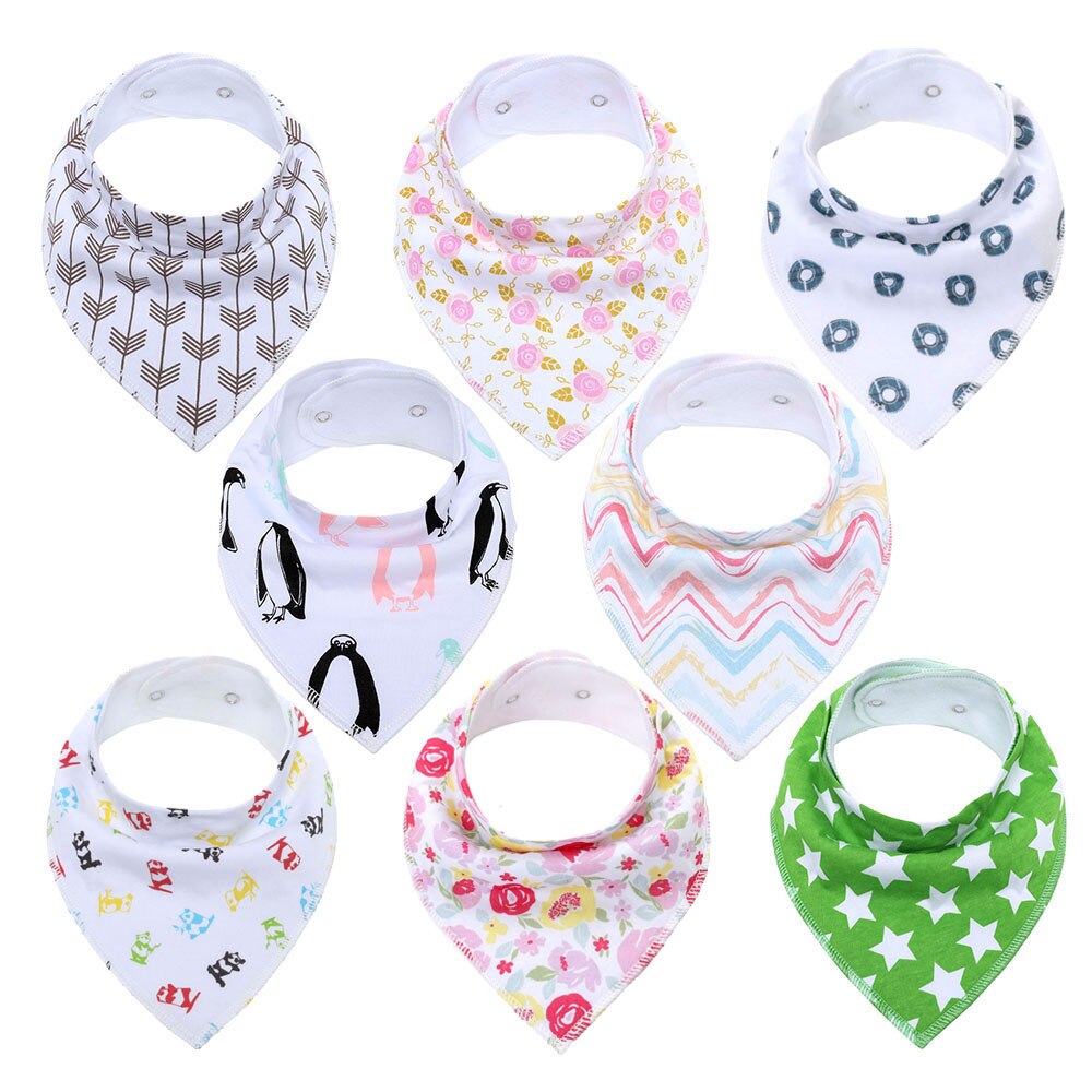 Bavoirs Bandana pour bébés, bavettes pour garçons et filles, 100% coton biologique, doux et absorbant, pour -nés, 8 pièces: K80031-1