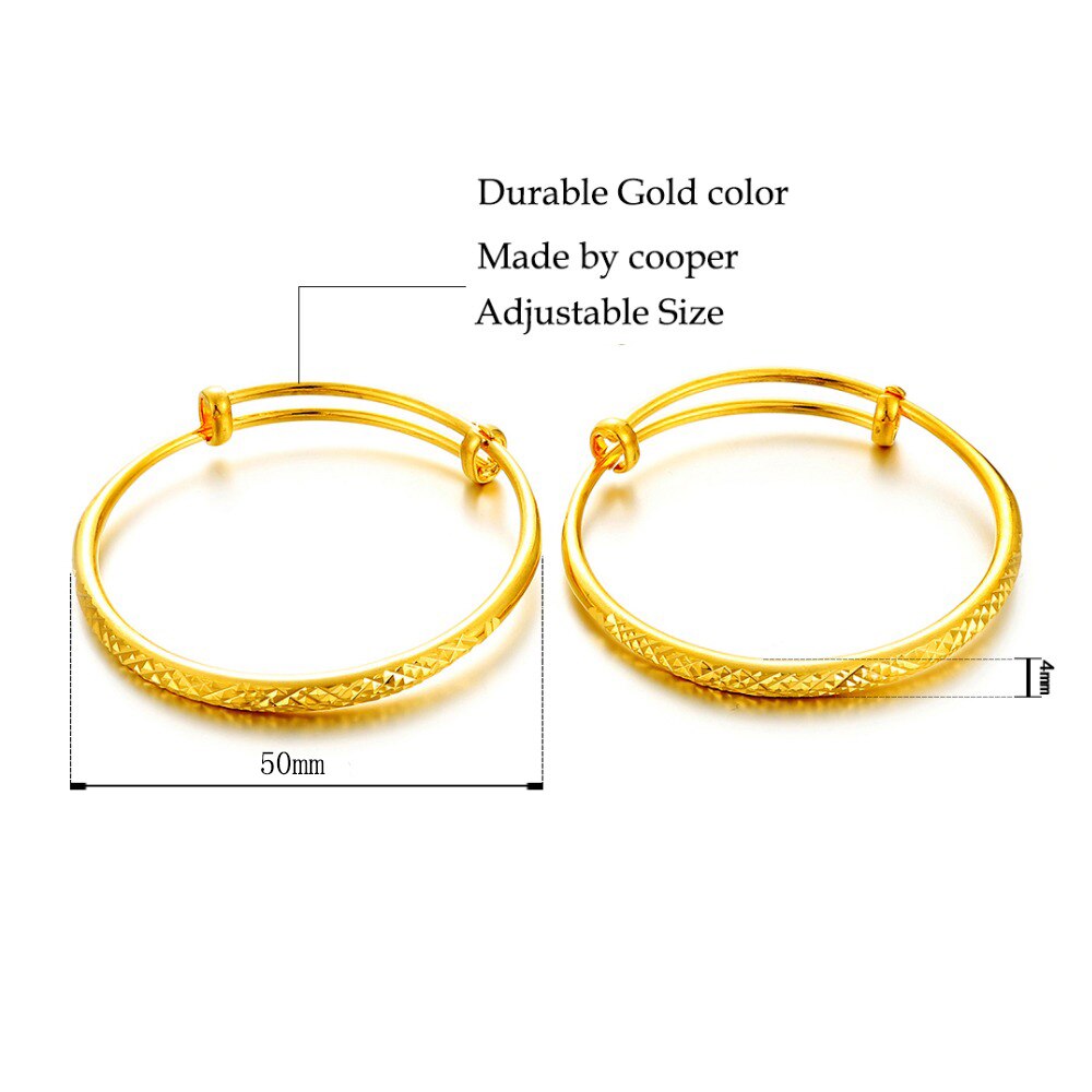 Ethlyn 2 teile/los 0-3 Jahre Baby Schmuck Einstellbare Langlebige Gold Farbe Baby Armreifen Armband Schmuck B140