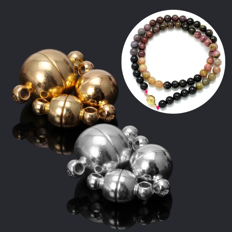 10 Pcs Rvs Ball Vorm Magnetische Sluiting Converter Voor Sieraden Maken Goud Zilver Wit