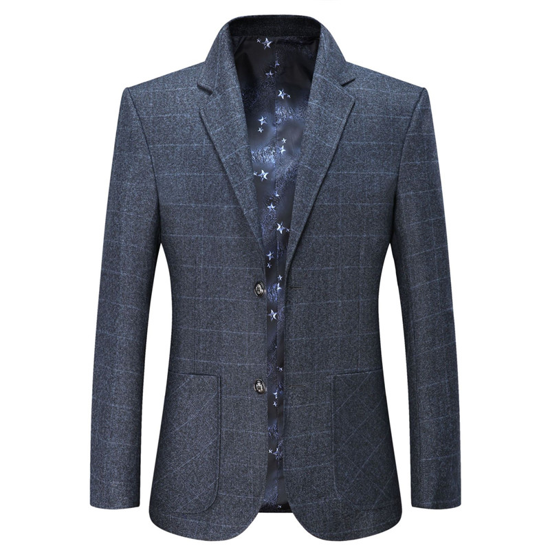 BOLUBAO hommes Blazers occasionnels hommes couleur unie grande poche costume manteaux printemps automne Blazers manteau mâle: Blue / XXL