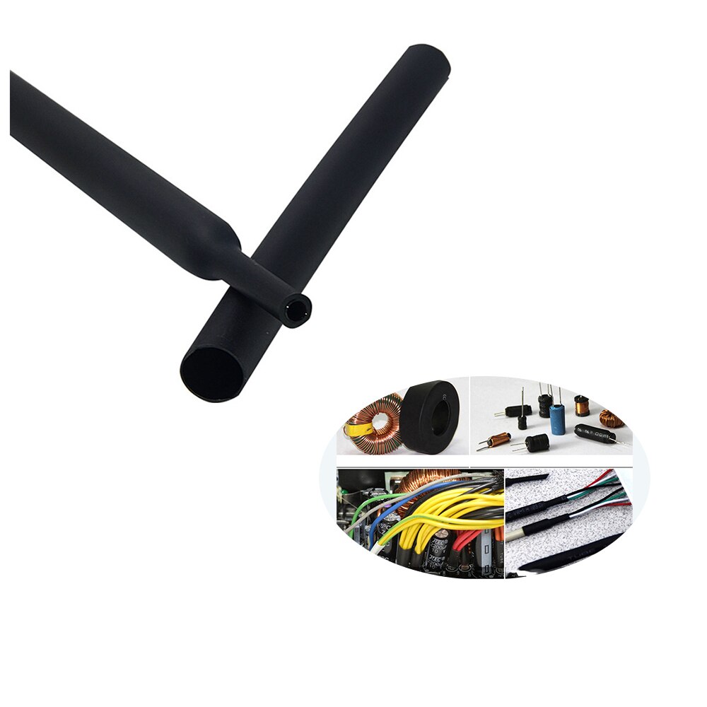 170 Uds 100mm negro relación 2:1 6 tamaño Tubo termorretráctil de poliolefina manga Cable Kit