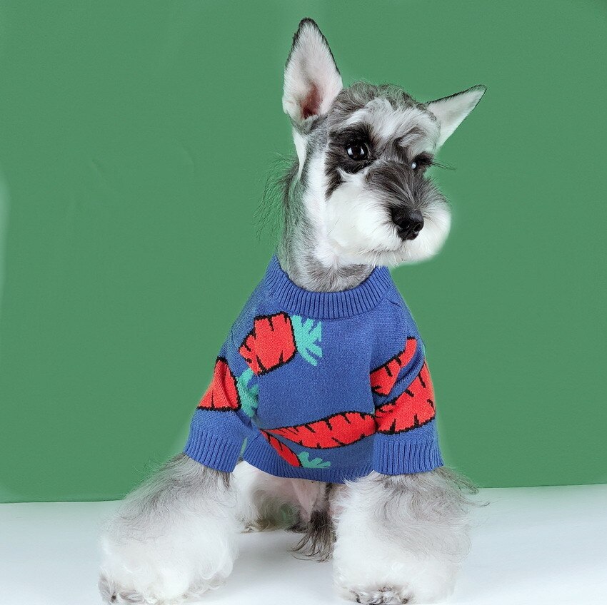 Hond Trui Jumper Cartoon Wortel Warme Hondenkleding Winter Puppy Hoodie Kerst Huisdier Kleding Schnauzer Pug Chihuahua
