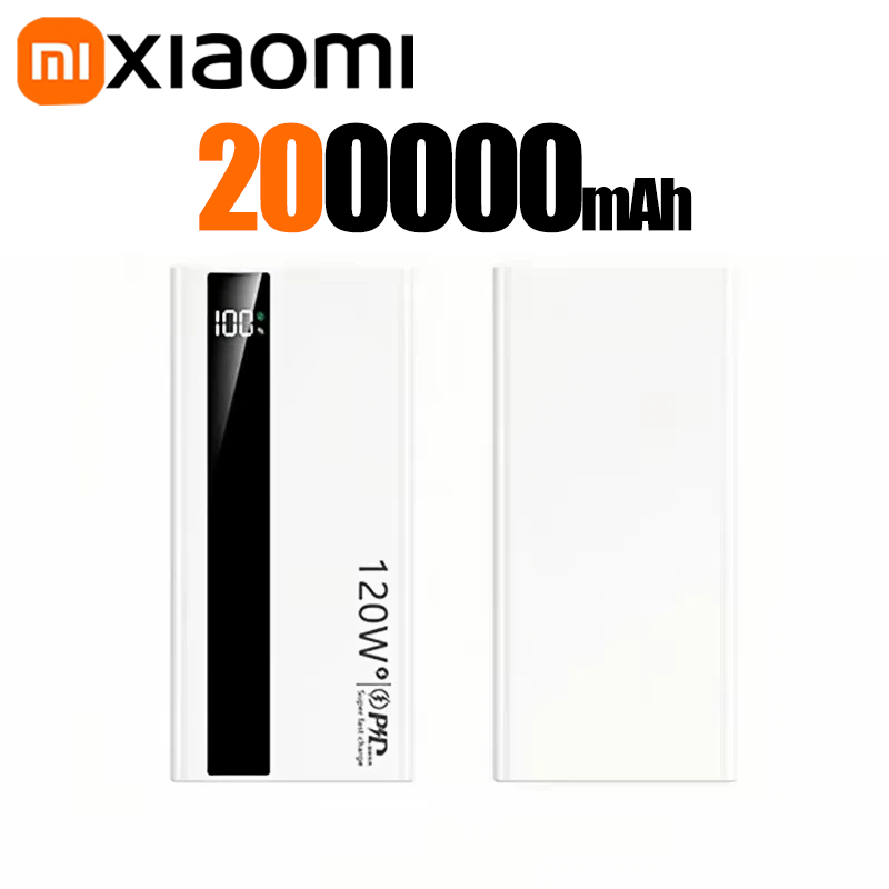 Xiaomi powerbank 200000 mah 120w caricabatterie portatile super veloce con capacità ultra elevata e display digitale a led per iphone: Blu