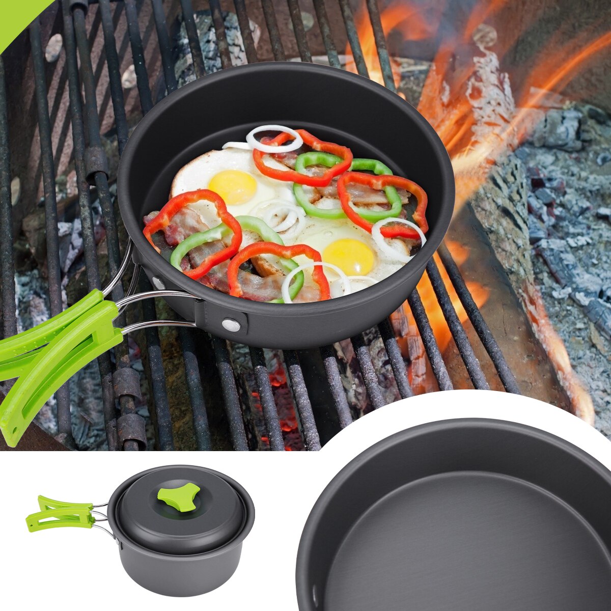 Retkikeitinsarja retkikeitin poltin keittoastiat pannut säiliön kiinnike kestävä kattila pannu kulhot ulkopiknikille retkeilyyn ja vaellukseen
