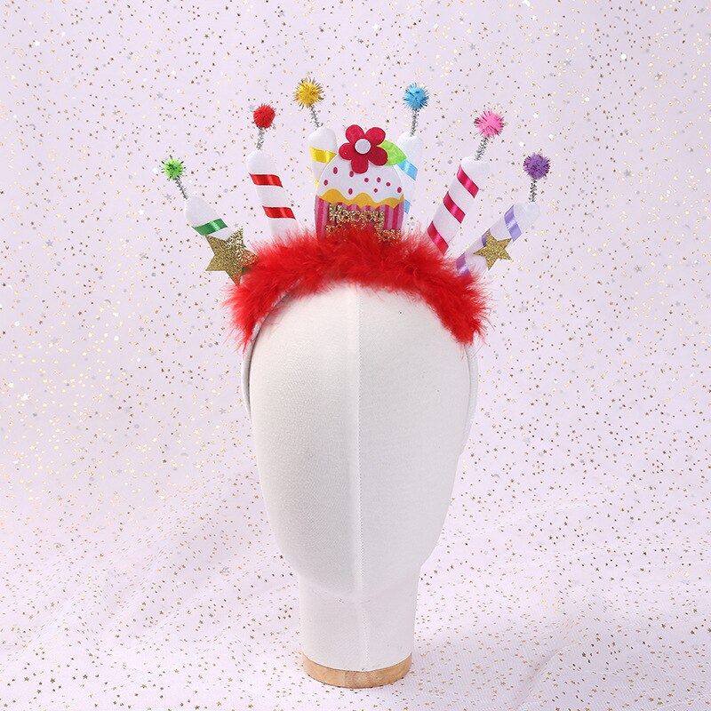 Verjaardagstaart Kaars Gelukkige Verjaardag Hoofdband Foto Props Partij Hoofdband Verjaardag Meisje Hoofdband Verjaardag Decoratie: 02
