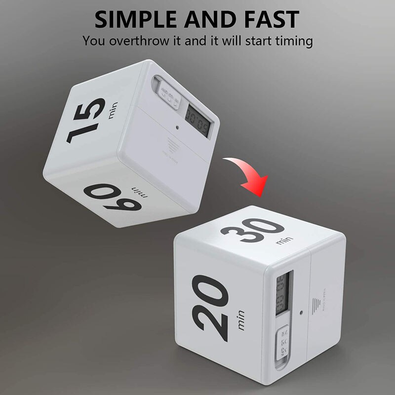 Cube Gravity Flip And Volume Adjustable Kitchen Timer For Kids And Adults Baking Cooking Alarm Clock
