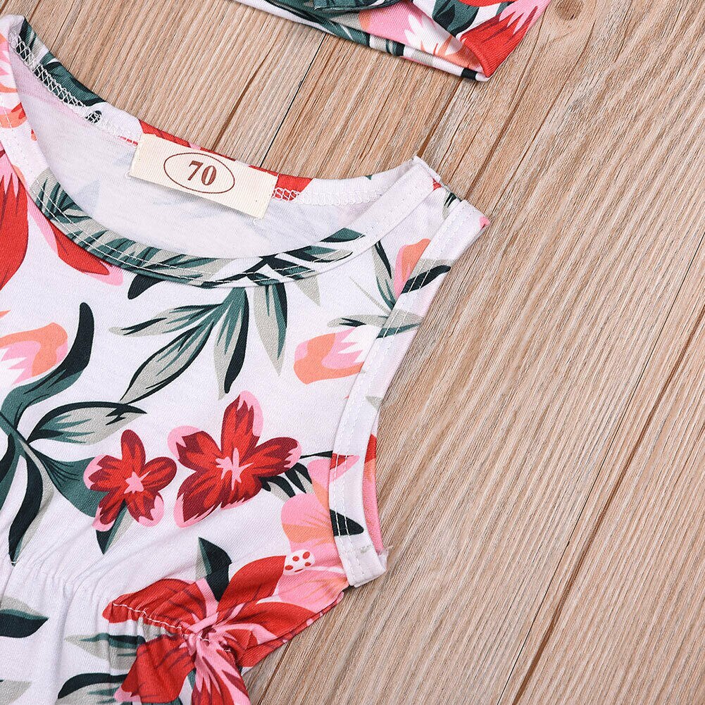 Mono sin mangas para niño pequeño, Niña y niño pequeño, diadema con estampado de flores y borla, atuendo, ropa, 2 uds.