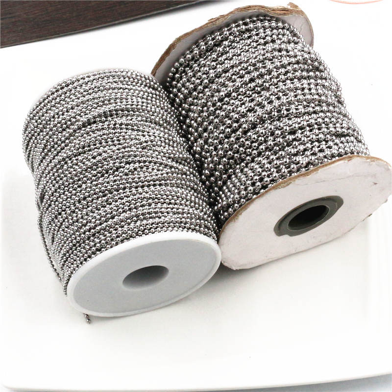 5 metros/lote 1,5/2,0/2,4/3,0mm bolas de cuentas de acero inoxidable cadenas de bolas a granel para collares para manualidades accesorios de joyería