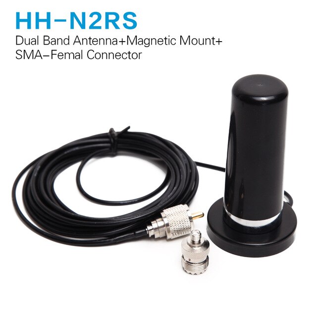 Abbree HH-N2RS Dual Band Antenne 5M Coaxiale Kabel Magnetische Mount En Adapter Voor Baofneg UV-5R Yaesu Tyt Icom Walkie talkie: add SMA-F connector