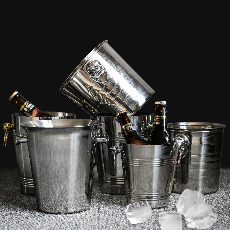 Stainless Steel Wine Chiller Bucket Champagne Bottle Cooler Ice Basket