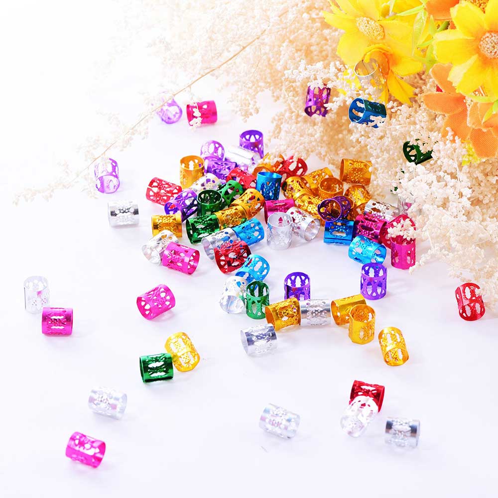 1000pcs/lot Dreadlock Beads Red Gold Silver Mixed Color Hair Bead for Dreadlocks Hair Rings Braiding Hole Micro Ring