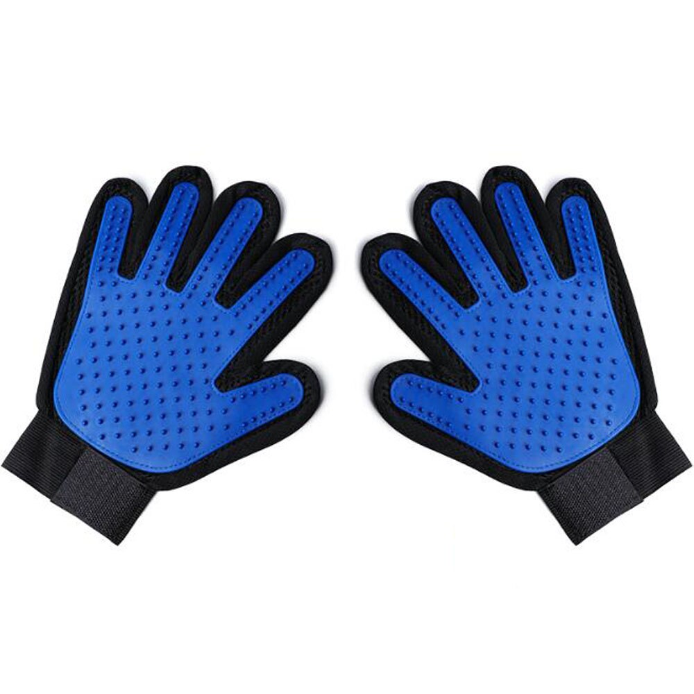Pet Dog Cat Grooming Brush Glove Pet Hair Deshedding Comb Brush Kitten Puppy Massage Washing Brush Glove for Animal Cat Dog: 1 Pair / Sky blue