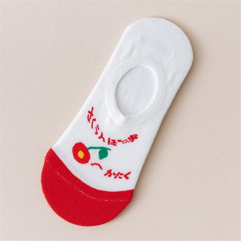 Novedad en calcetines cortos estampados de fresa y plátano para mujer, calcetines de frutas Kawaii, zapatillas medias invisibles de algodón para mujer, calcetines cortos