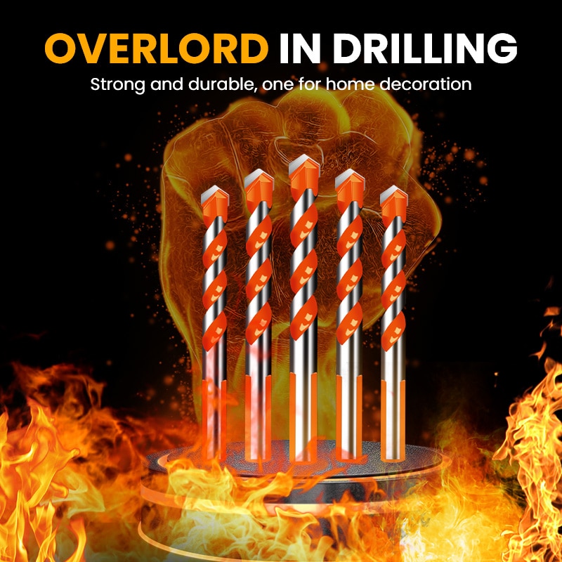 Threaded triangle tungsten steel wall tile concrete drilling bit Household marble Overlord drill Hand electric drill