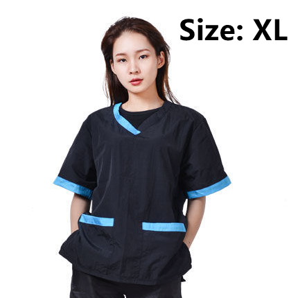 Pet Groomer Anti Hair Overalls Pets Shearing Non Sticky Hair Work Clothes Breathable Suit Anti Static Beautician Uniform Y0621: Short sleeve--XL