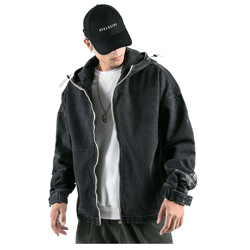 Mannen jas efterår herre jakke oversized letter printed jakke herre hætte denim jakke herre tøj veste homme