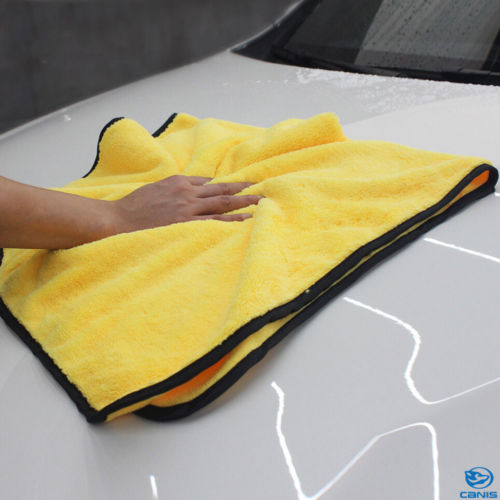 Koral fløjl superabsorberende bilvask mikrofiber håndklæde bil rengøring håndklæde tørring klud hemming: Gul / 40 x 60cm