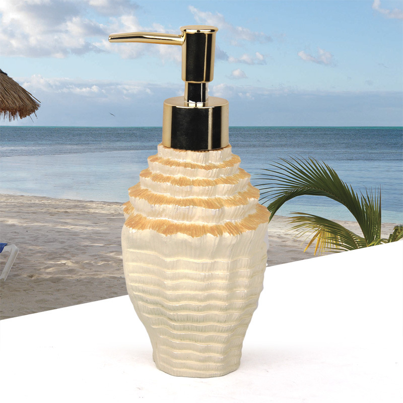 Beach Shell Shape Bathroom Accessory Set Resin Soap Dispenser Toothbrush Holder Tumbler Soap Dish Mouthwash Cup Bathroom Decor