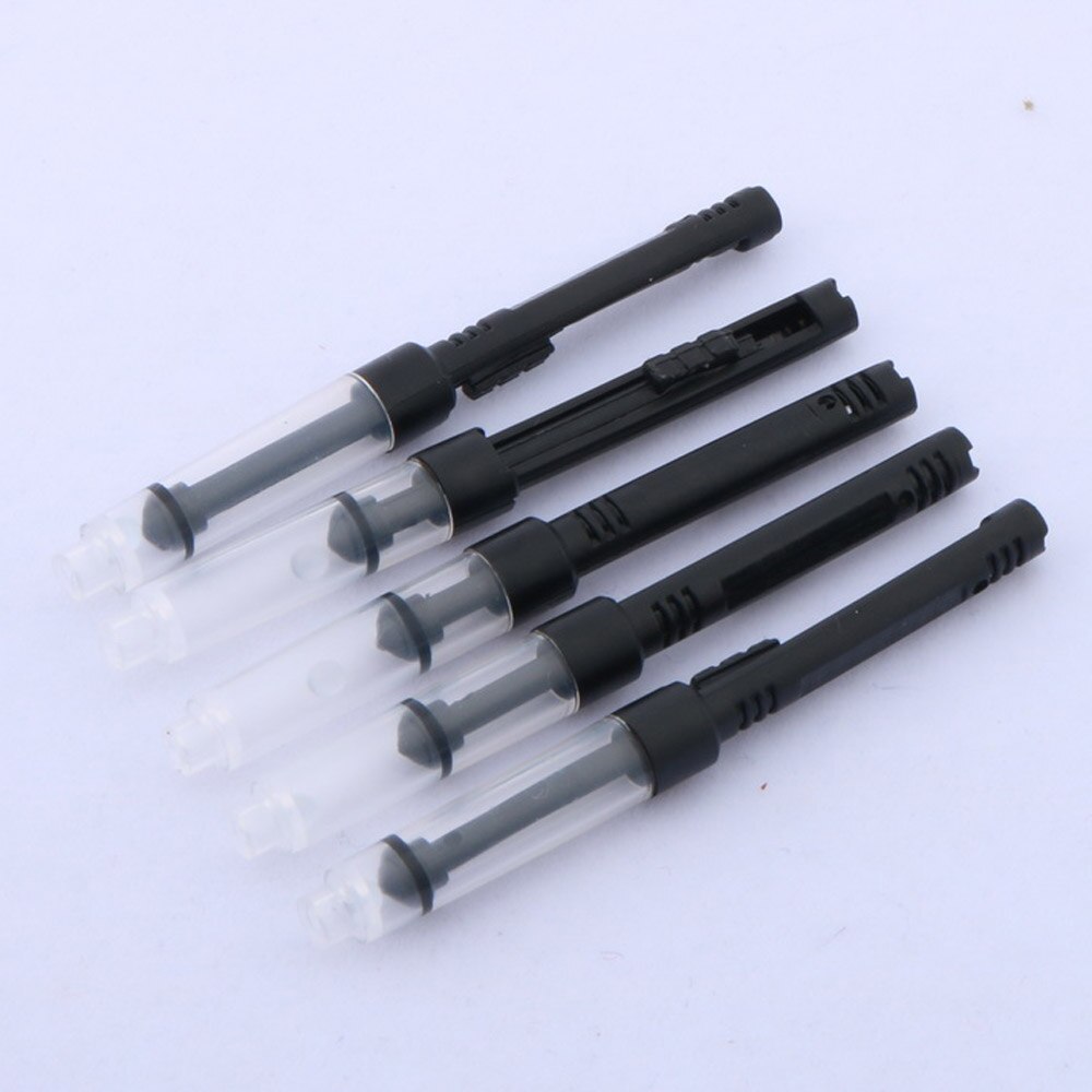 Pluma estilográfica de Metal negro, convertidor de relleno de tinta, 2,6 MM, 5 unidades