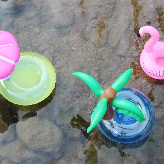 Coconut Tree Cup Toy Seat Inflatable Water Cushion Floating Toy Drink Cup Support Toy