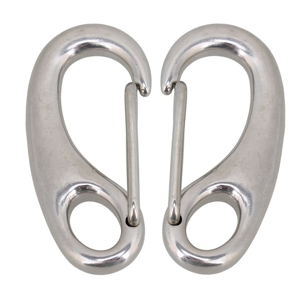 304 Stainless Steel Egg Shape Spring Snap 50/ 65/ 100mm Multifunctional Hook Quick Link Carabiner 10/ 5pcs
