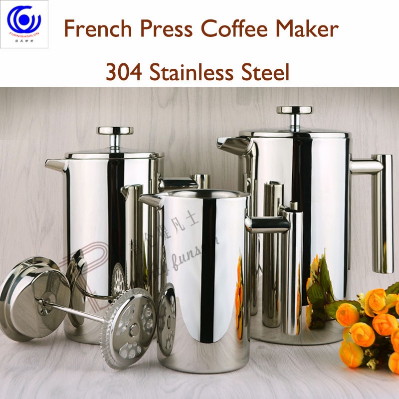 rvs Franse persen Koffie maker Brouwen thee pot Europese stijl draagbare Dubbele wand koffiepot 350 ml/800 ml/1000 ml