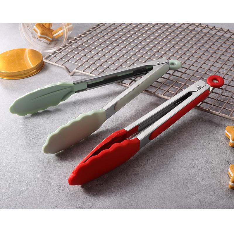 1pc Food Grade Silicone Food Tong Non-Slip Silicone Bread Tong Serving Tong Kitchen Cooking Tools BBQ Tools Accessories