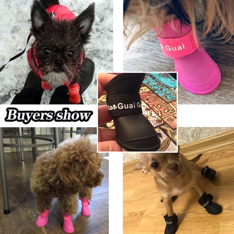 Pet Dog Boots Silica Gel Antiskid Dog Rain Boots Winter Wear Four Legs Waterproof Dog Shoes Rainy Days Supplies Outdoor Equipmet