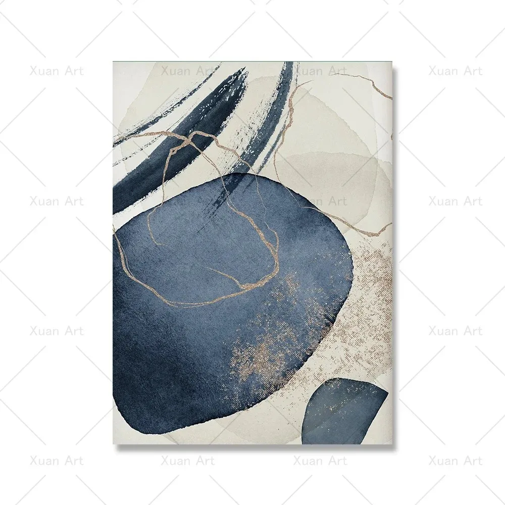 Póster geométrico de acuarela, cuadro sobre lienzo para pared abstracto azul marino nórdico, cuadro impreso moderno para oficina, decoración del hogar y habitación: YELLOW / 16x20