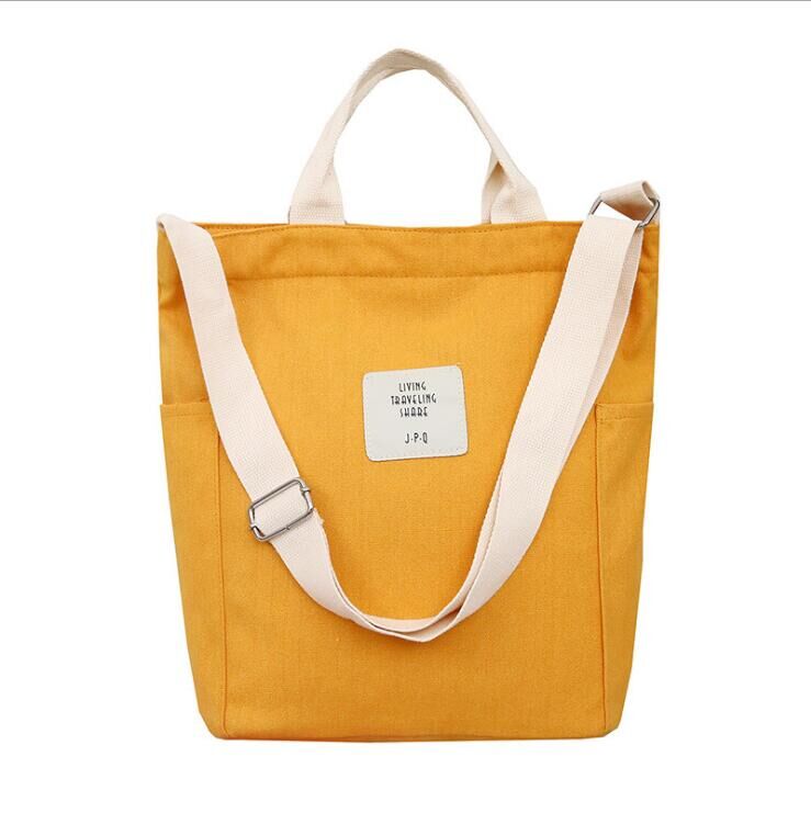 Canvas Womens Tote Bags Crossbody Messenger Bag Shoulder Work Travel Book Handbag Unisex Bucket: Yellow