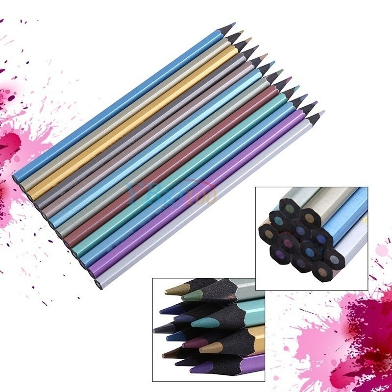 Matite da disegno non tossiche metalliche professionali a 6/12 colori che dipingono penne per schizzi