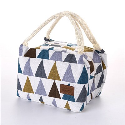 Thermal Insulated Lunch Bag for Women Kids Portable Waterproof Cotton Linen Picnic Food Bag Bento Box Pouch Cooler Totes: B2