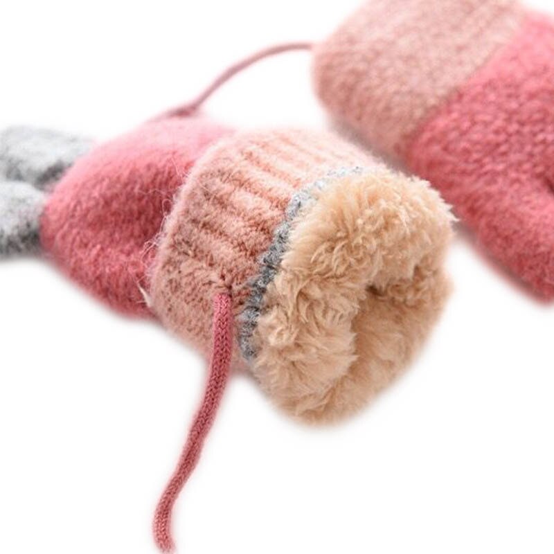 Para 2-4y alta qualidade winte bebê crianças luvas de malha inverno caixa coelho pacote das crianças dedos luvas quentes 2018