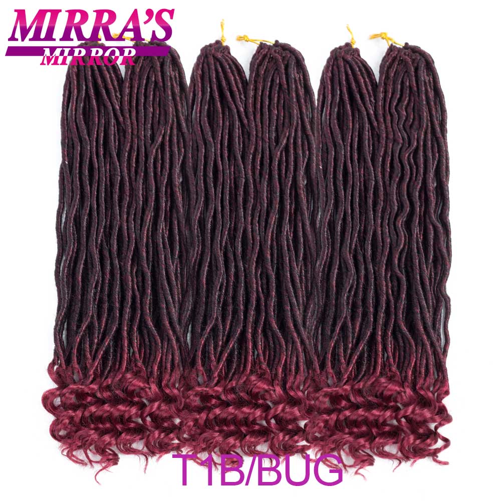 Mirra's Mirror 18" Goddess Faux Locs Crochet Hair Black Crochet Braids Synthetic Braiding Hair Extensions 24 Strands: T1B/Burgundy / 3 Packs