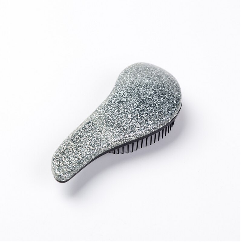 1Pc Magic Handle Comb Anti-static Massage Comb Detangling Hair Brush Shower Massage Hairbrush Comb Salon Hair Styling Tools: sliver