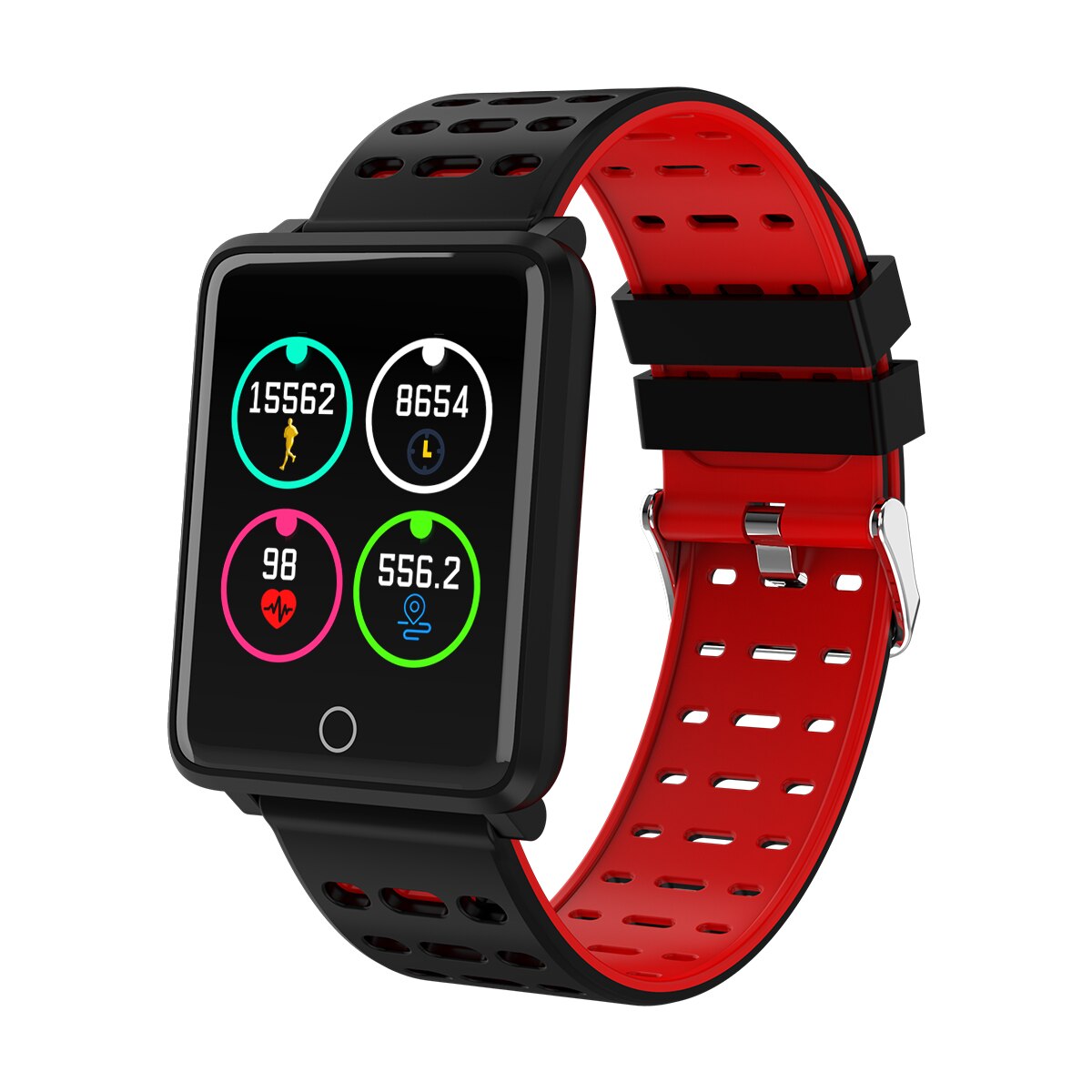 Armband kleurenscherm hartslag bloeddrukmeter beweging volgen  ip68 waterdichte dames & heren smart sporthorloge: Rood